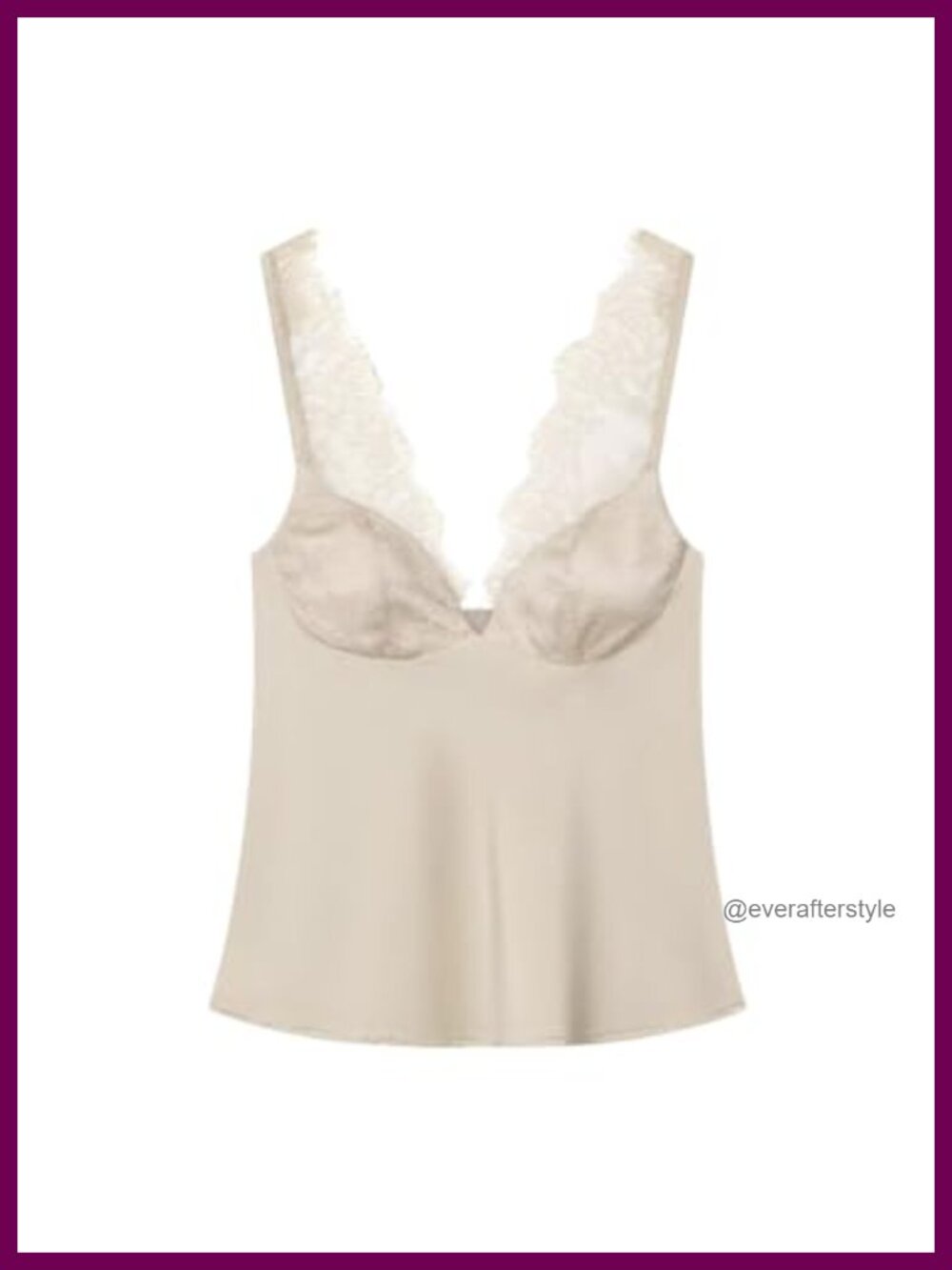 Sleeveless Lace Trim Satin Deep V Neck Ruffle Hem Top